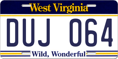 WV license plate DUJ064