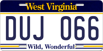 WV license plate DUJ066