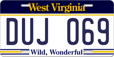 WV license plate DUJ069