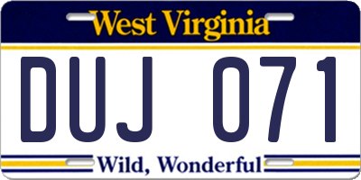 WV license plate DUJ071