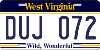 WV license plate DUJ072
