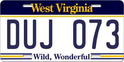 WV license plate DUJ073