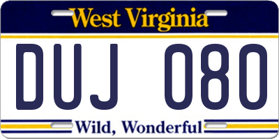 WV license plate DUJ080