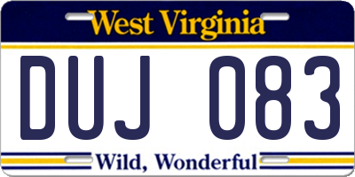 WV license plate DUJ083