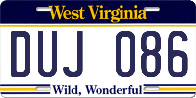 WV license plate DUJ086