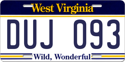WV license plate DUJ093