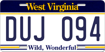 WV license plate DUJ094