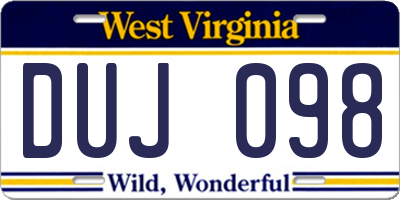 WV license plate DUJ098