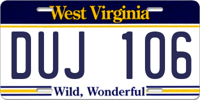 WV license plate DUJ106