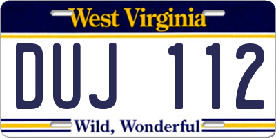 WV license plate DUJ112