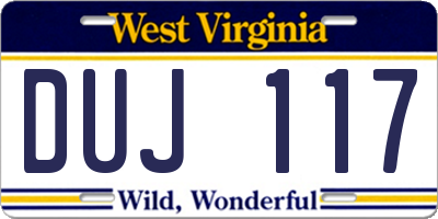 WV license plate DUJ117