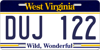 WV license plate DUJ122
