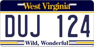 WV license plate DUJ124