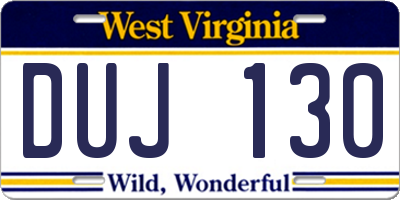 WV license plate DUJ130