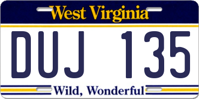 WV license plate DUJ135
