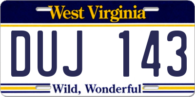 WV license plate DUJ143