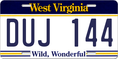 WV license plate DUJ144