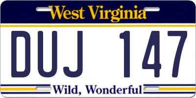 WV license plate DUJ147