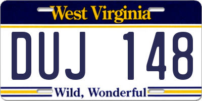 WV license plate DUJ148
