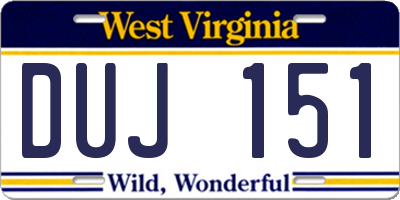 WV license plate DUJ151
