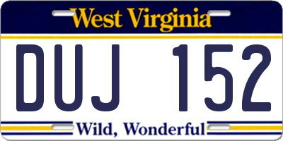 WV license plate DUJ152