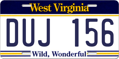 WV license plate DUJ156