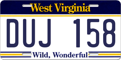 WV license plate DUJ158