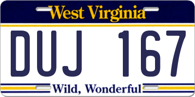 WV license plate DUJ167