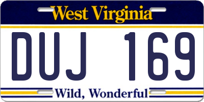 WV license plate DUJ169