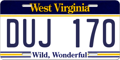 WV license plate DUJ170