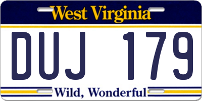 WV license plate DUJ179