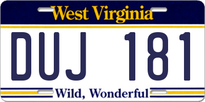 WV license plate DUJ181