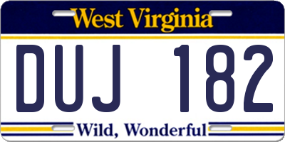WV license plate DUJ182