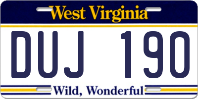 WV license plate DUJ190