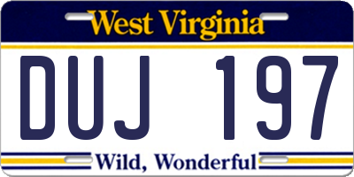 WV license plate DUJ197