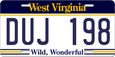 WV license plate DUJ198