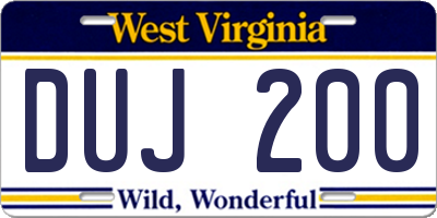 WV license plate DUJ200