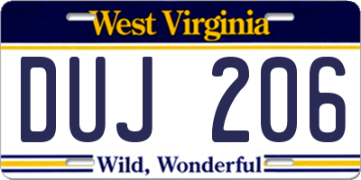 WV license plate DUJ206