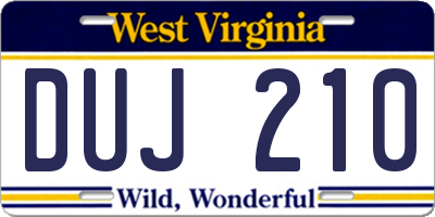 WV license plate DUJ210