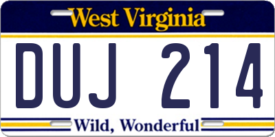 WV license plate DUJ214
