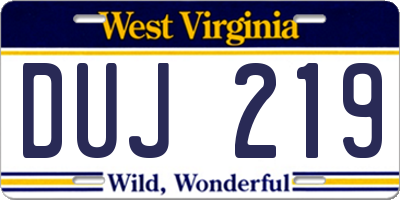 WV license plate DUJ219
