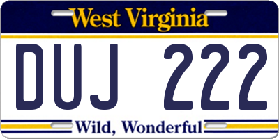 WV license plate DUJ222