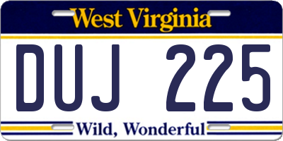 WV license plate DUJ225
