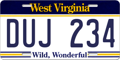 WV license plate DUJ234