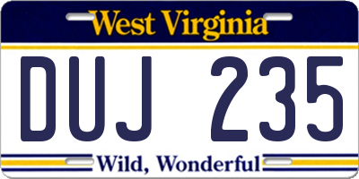 WV license plate DUJ235