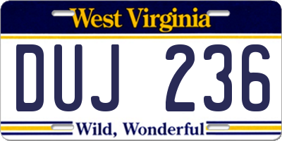 WV license plate DUJ236