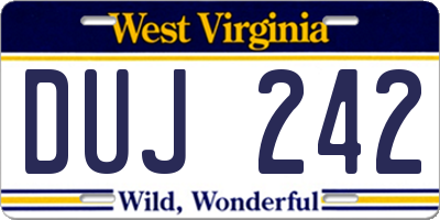 WV license plate DUJ242