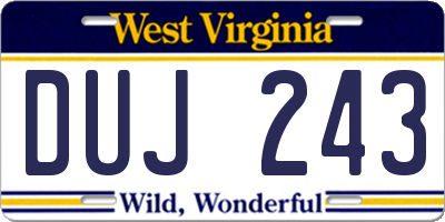 WV license plate DUJ243