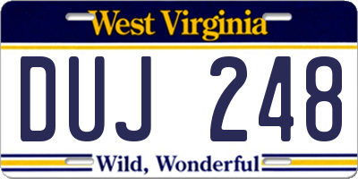 WV license plate DUJ248