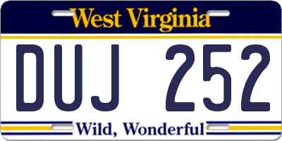 WV license plate DUJ252